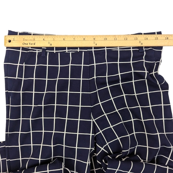 Betabrand Windowpane Stretch Dress Pants Career Womens Medium Navy Blue Pull On - Picture 10 of 11